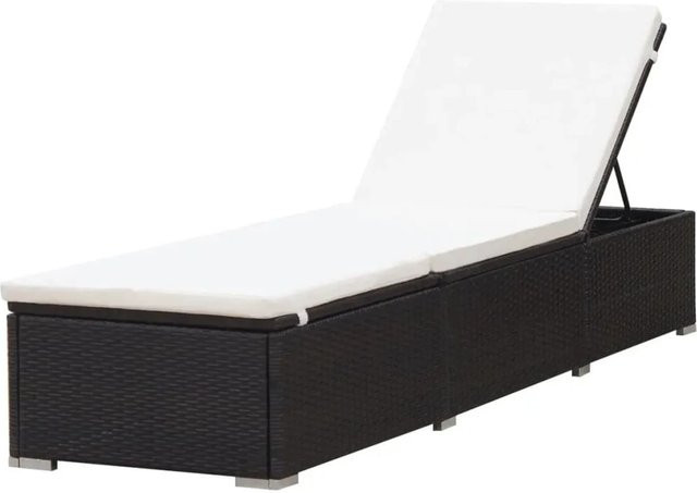 vidaXL Sonnenliege aus Poly Rattan mit wetterfester Auflage in Braun, B/T/H: 195 x 60 x 31 cm - Bild 1