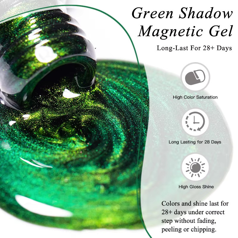 MEET ACROSS Green Shadow Magnetischer Gel-Nagellack, 7 ml, Schimmernd - Bild 5