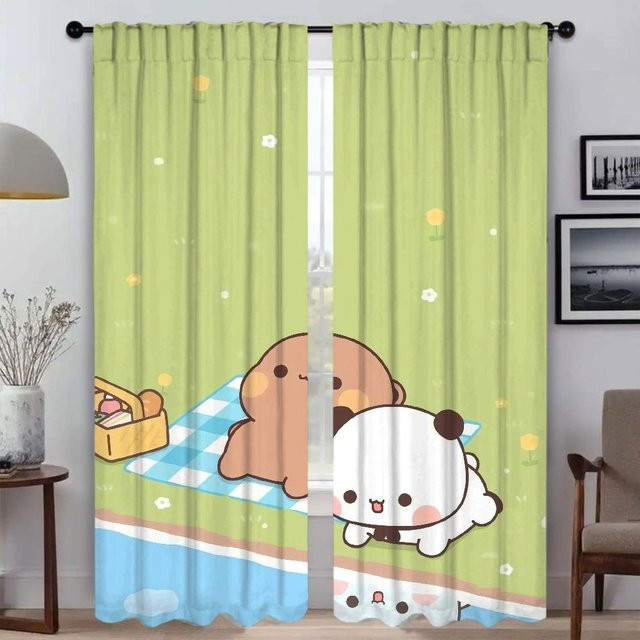 Bubu und Dudu Elegante Raumvorhänge für das Wohnzimmer, 2er-Set Halloween Dekoration, Grün, Breite: 50 cm, Höhe: 70 cm - Bild 1