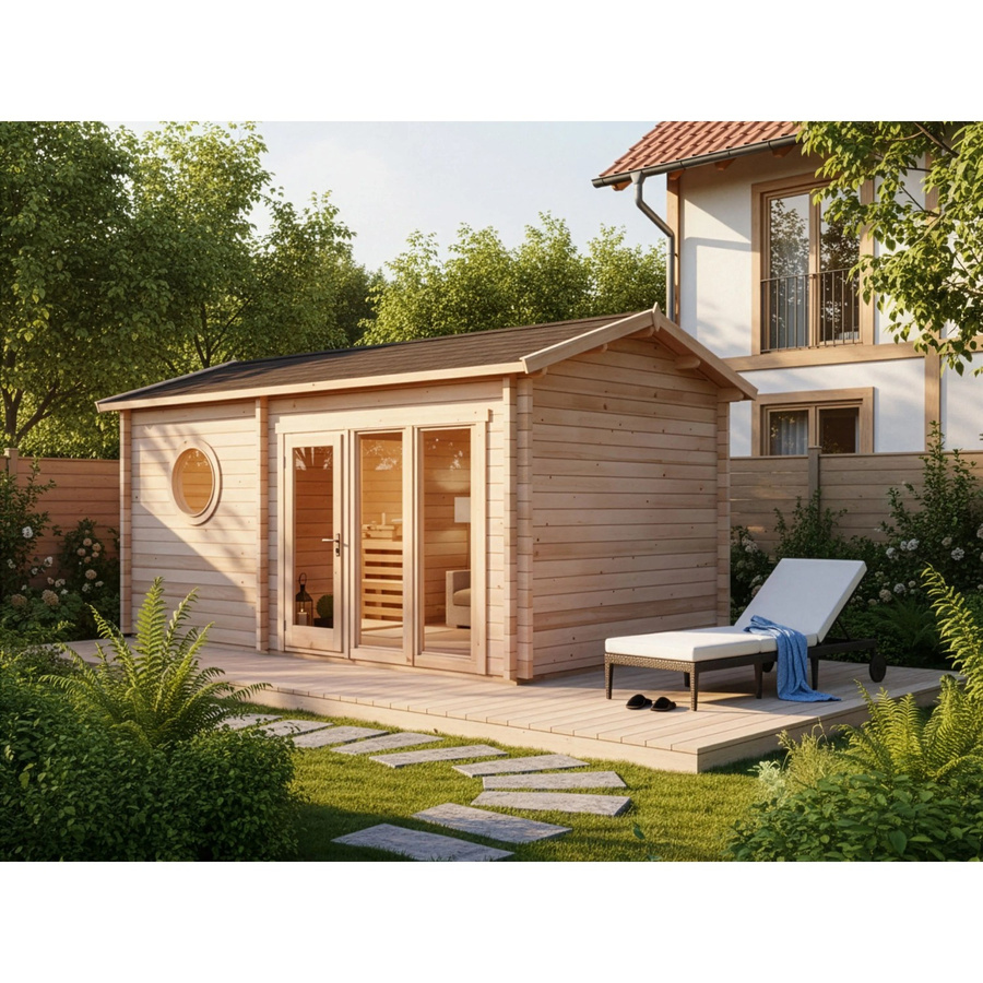 Finntherm Gartensauna Genf-70 Naturbelassen B: 561 cm, T: 334 cm, Wandstärke: 70 mm - Bild 2