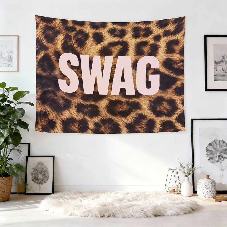 VIKAMA Wandteppich mit Leopardenmuster im Retro Hip-Hop-Stil, Mehrfarbig - Bild 3