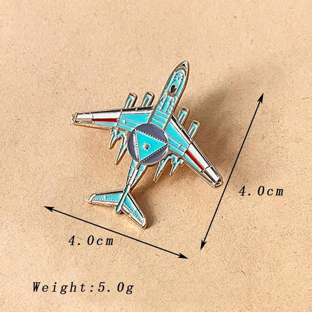 YULIN Brosche, Flugzeug, Blaue Emaille, Silber, Unisex - Bild 1
