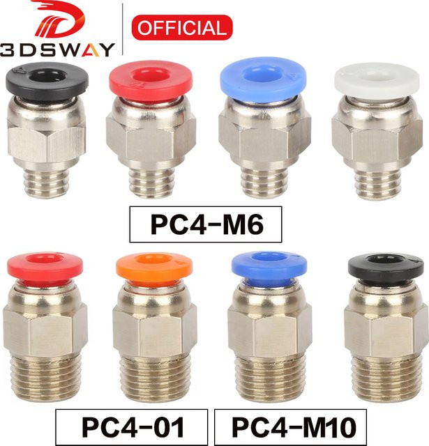 Creality Pneumatischer PC4-M6/M10 Push-in Schnellanschluss für PTFE-Rohre passend für Ender 3 Pro, Ender 3 V2, Ender 5 Pro/Plus und CR-10 3D Drucker Teile - Bild 1