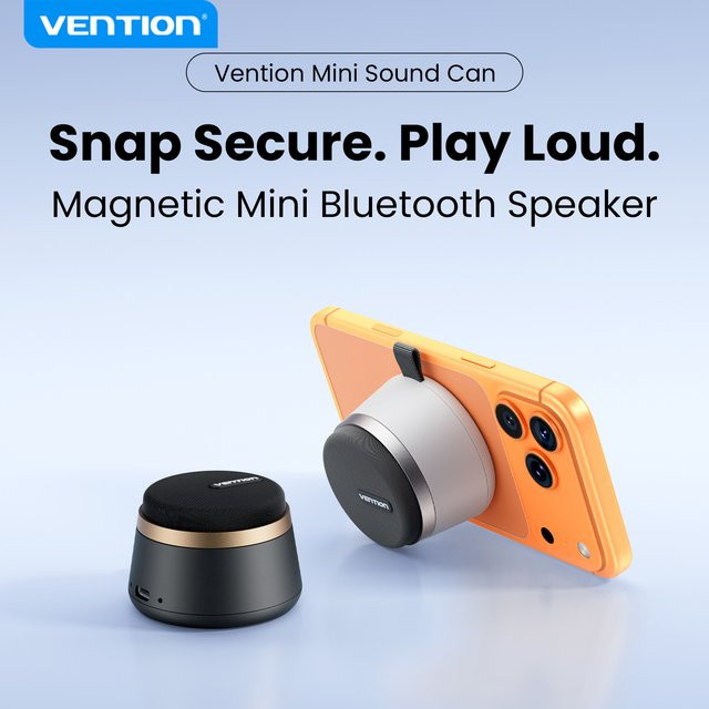 Vention Magnetischer Tragbarer Bluetooth-Lautsprecher IPX6 Wasserdichter Mini-Duschlautsprecher mit Verstärktem Bass TWS Stereo Outdoor-Lautsprecher mit Halterung, Weiß - Bild 1