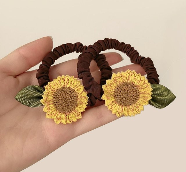 Haargummis Sonnenblumen, black, Damen und Mädchen - Bild 1