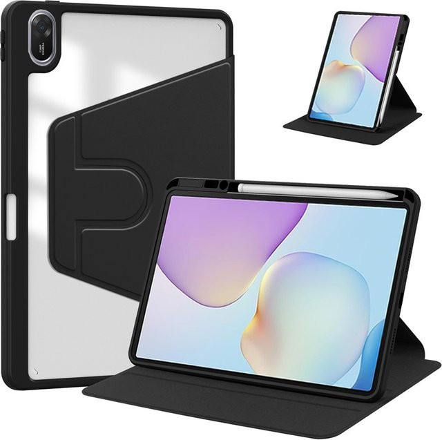 Smart Case für Huawei MatePad 11,5 (2025) mit Acryl-Gehäuse, rotierbarem Ständer und Stiftfach in Pink oder Schwarz - Bild 1