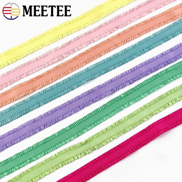 Meetee Bunte Stretchbänder zum Nähen, 13 mm Breite, Grau und Mehrfarbig - Bild 1