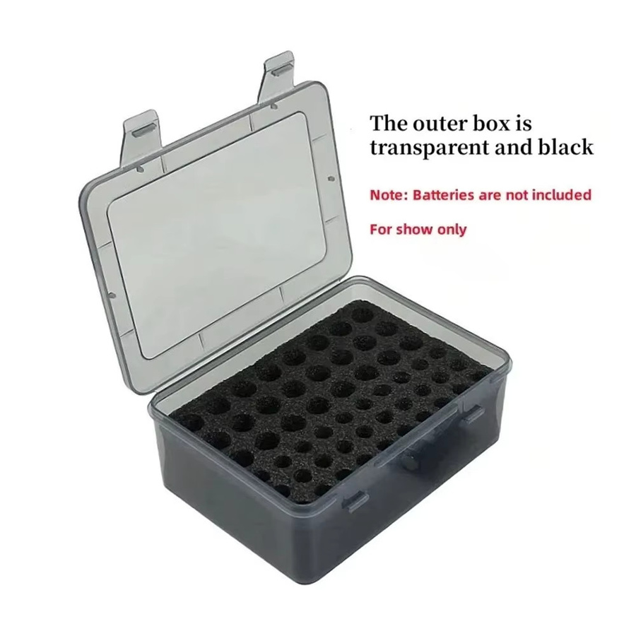 Batterie-Organizer Box mit 54 Slots für AA und AAA Batterien in Schwarz und Transparent zur Schubladen-Organisation - Bild 4