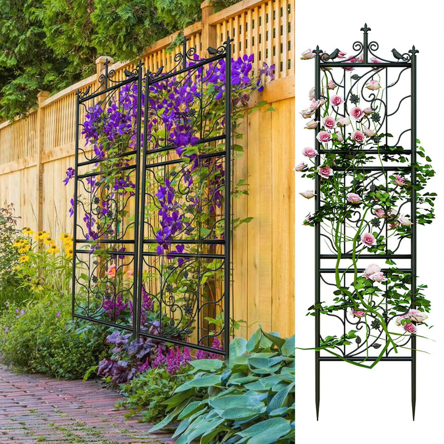 Wisfor Metall-Gartenspalier Set, 2 Stück, Schwarz, Höhe: 172 cm, dekorative Pflanzenstützen für Kletterpflanzen - Bild 2