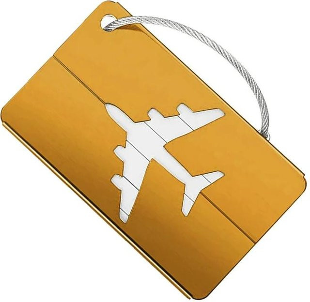 NAVCON Reiseanhänger aus Aluminiumlegierung in Gold mit Namens-ID für Koffer und Gepäck - Bild 1