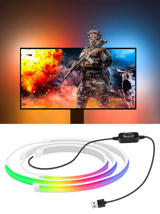 MALITAI RGBIC LED-Lichtstreifen für Computer-Monitor und TV als Ambiente-Hintergrundbeleuchtung in Multicolour mit USB-Anschluss - Bild 5