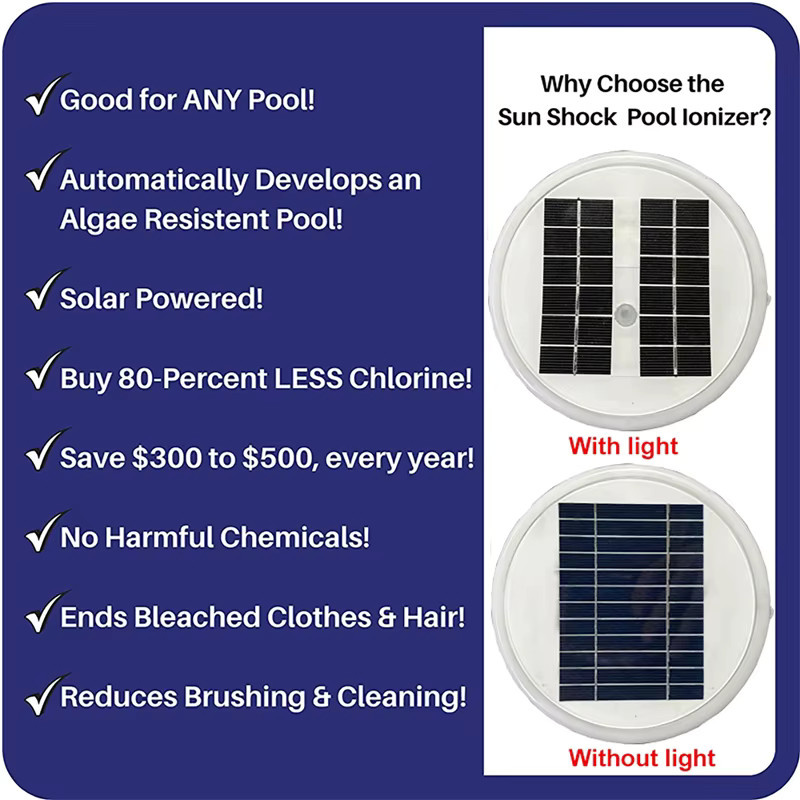 Dreamburgh Solar Pool Ionizer Kupfer-Silber-Ionen Schwimmbad Luftreiniger zur Algenbekämpfung und Chlorreduzierung für Outdoor-Pools in Silber - Bild 3