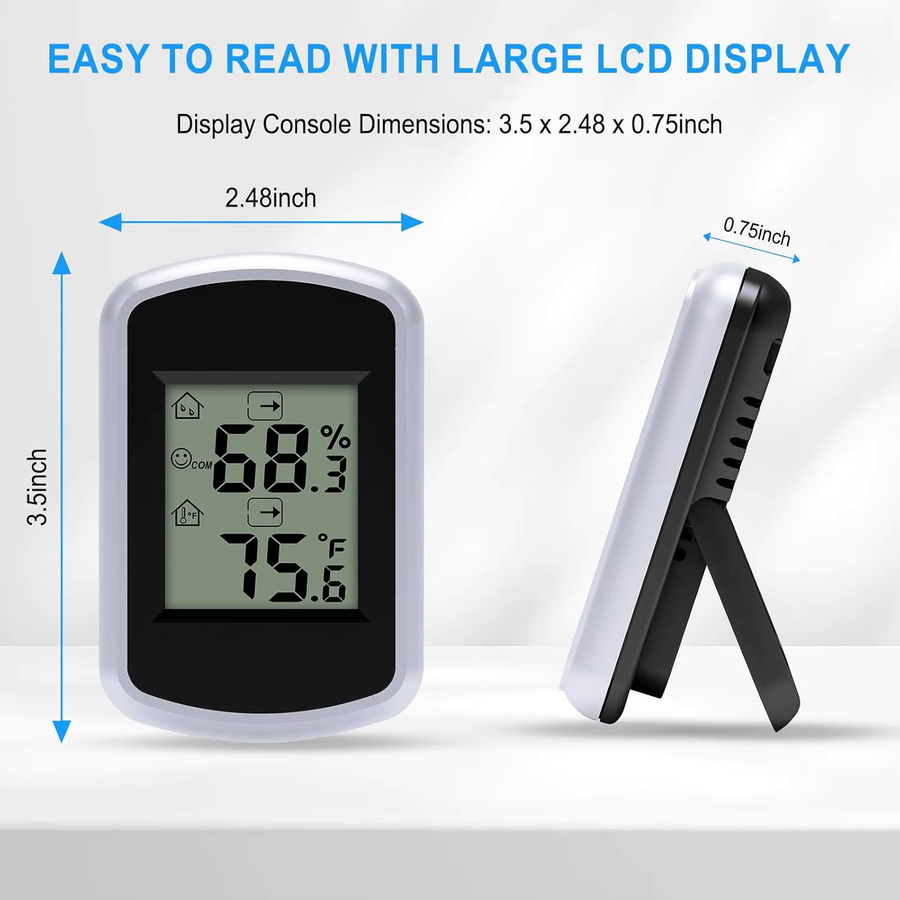 Urageuxy Digitales Thermometer mit Luftfeuchtigkeitsanzeige und Alarm in Schwarz oder Weiß - Bild 5