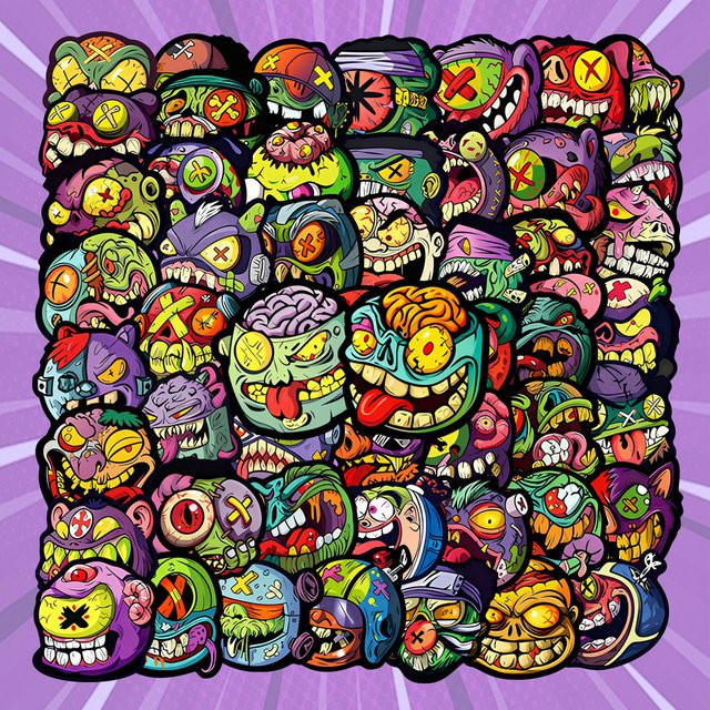 50 Stück Monster-Aufkleber in Multicolour, wasserfeste Graffiti-Sticker für Handyhülle, Skateboard und Helm von LanLanStickersWorld Store - Bild 1