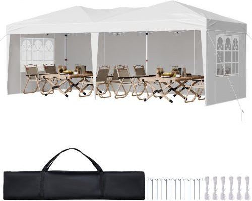 VEVOR Faltpavillon Gartenzelt mit Seitenwänden und belüfteten Fenstern, Weiß, B/T/H: 5,9 x 2,96 x 2,65 m - Bild 1