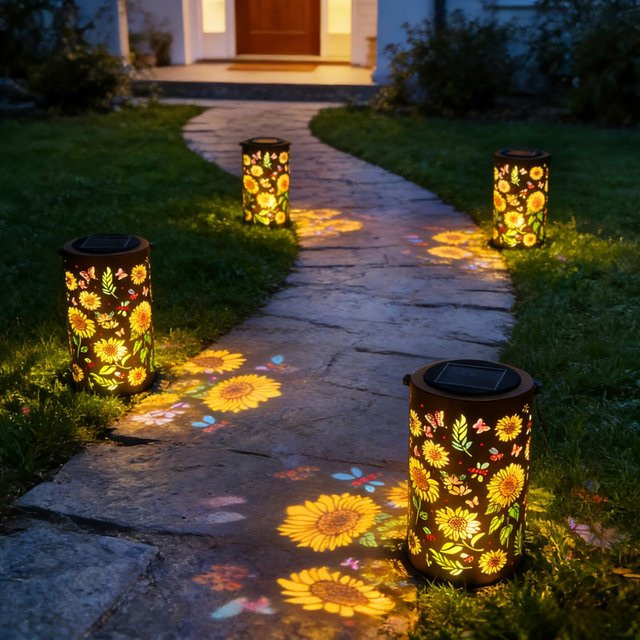 Leclstar Bunte Sonnenblumen-Solarlaternen für den Außenbereich, Wasserfeste Solar-Gartenleuchten in Mehrfarben zur Dekoration von Veranda, Rasen und Wegen - Bild 1