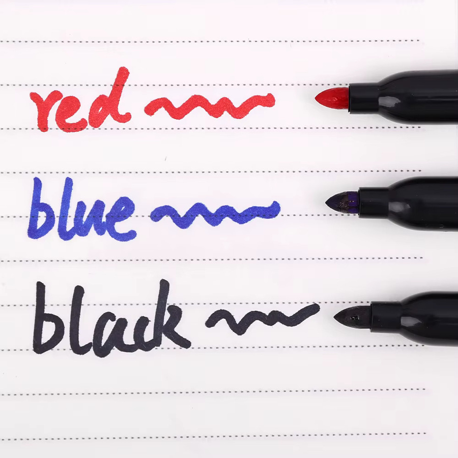 Permanent Marker Set mit wasserfester Tinte in Schwarz, Blau und Rot für Glas und Metall - Bild 5
