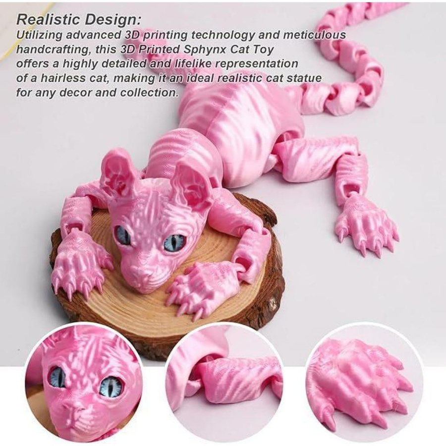 Fashnics Sphynx-Katze 3D-gedruckte Figur Gelenkige Katze 7–12 Jahre - Bild 1
