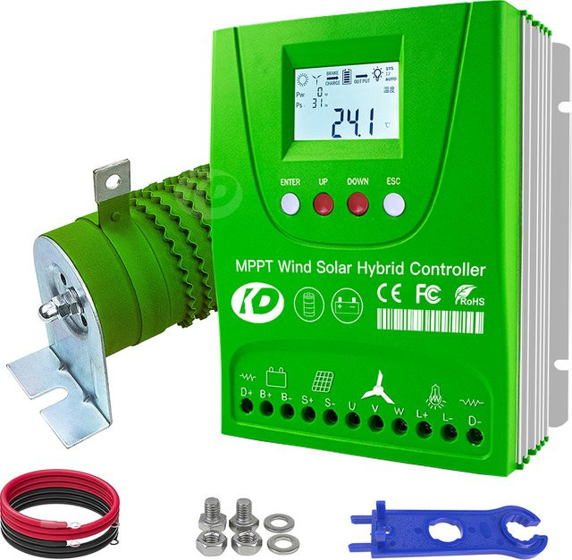 MARS ROCK Wind-Solar-Hybrid-Laderegler MPPT 2000W für 12V/24V oder 24V/48V, Farbe: Grün, geeignet für Lithium-, Blei-, Gel-Batterien - Bild 1