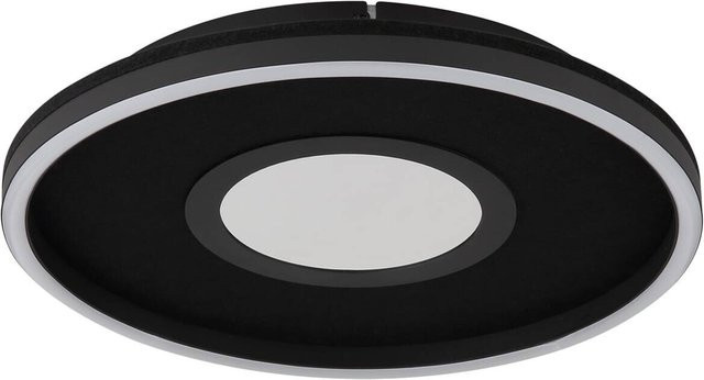 GLOBO LED Deckenleuchte modern in Mattschwarz mit Opal Glas aus Aluminium, Durchmesser: 39,7 cm, Höhe: 6,3 cm - Bild 1