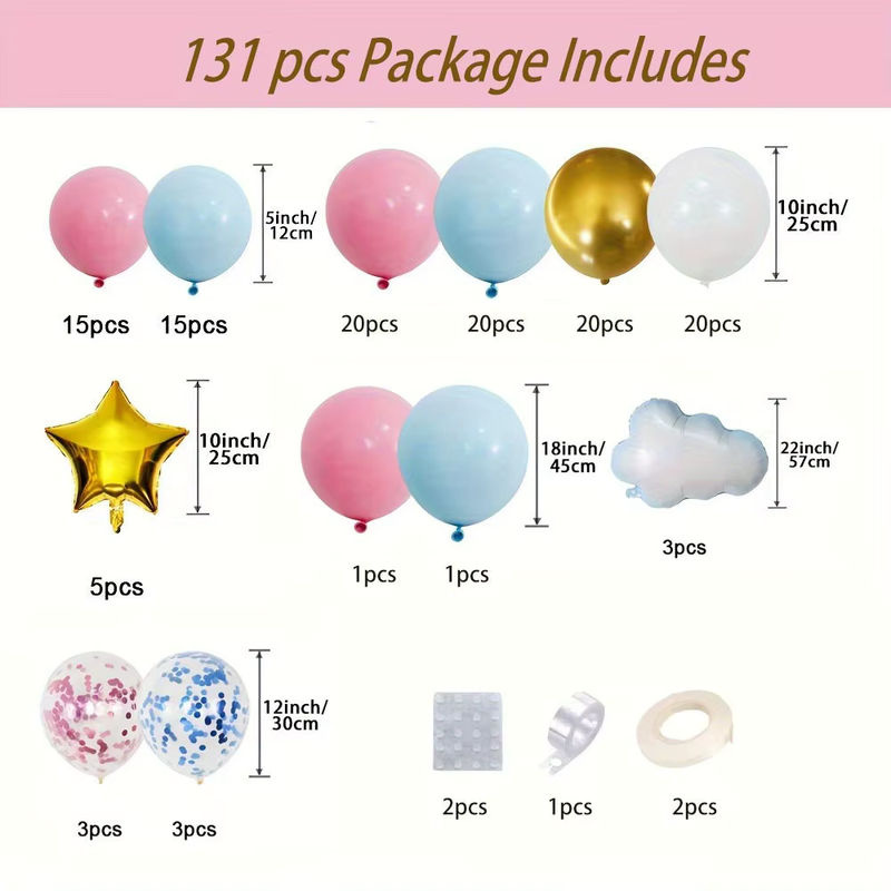 131-teiliges mehrfarbiges Ballon-Girlanden-Set mit Sternen zur Dekoration für Geburtstage und Feierlichkeiten - Bild 2