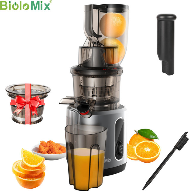 Biolomix Kaltpress-Entsafter mit 78 mm Einfüllschacht, 200W und 40-65 U/min für ganze Früchte - Bild 1