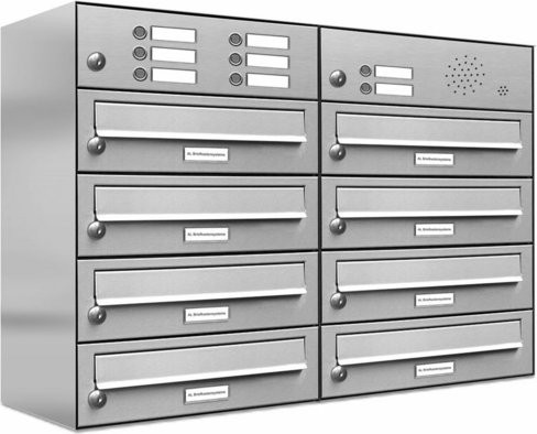 AL Briefkasten 8-Parteien Briefkasten-System zur Aufputzmontage in Silber, B/H/T: 153,69 x 57,5 x 27,5 cm - Bild 1