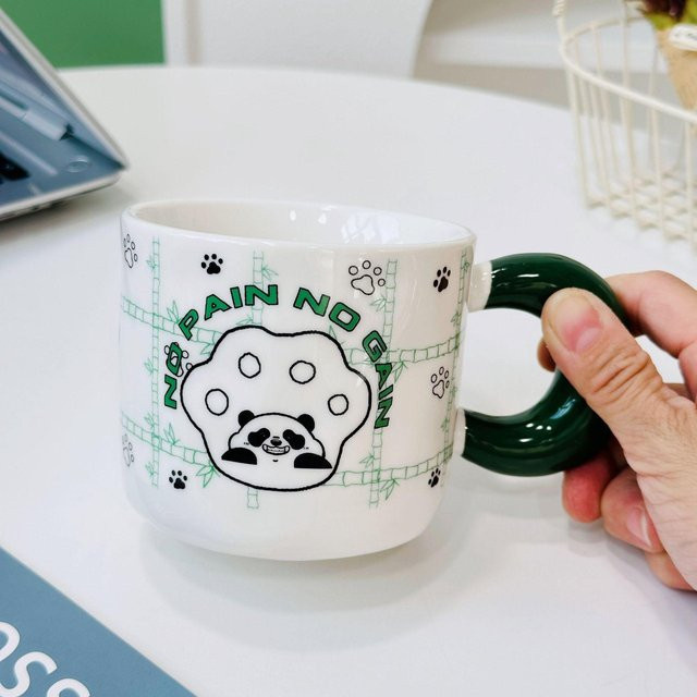 Yiran Furniture Keramiktasse mit Panda-Motiv und Deckel, 480 ml, in verschiedenen Farben erhältlich - Bild 1