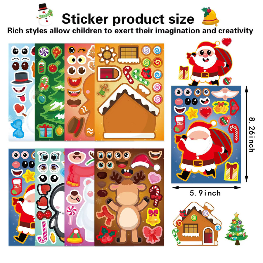 Charile Kawaii Weihnachten Puzzle Aufkleber, 8/16 Blatt - Bild 2
