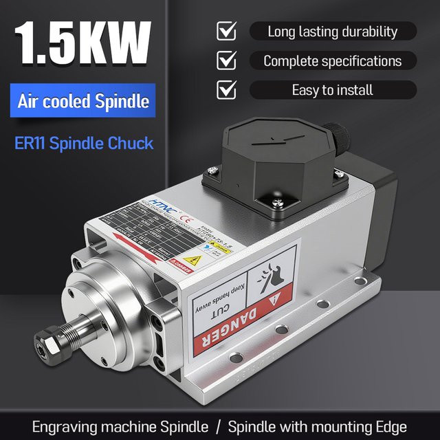 Hochgeschwindigkeits Spindelmotor 1500W für Holz, Aluminium und Weichmetall, 400Hz, 24000 U/min, 1,5kW mit ER11 ER16 Aufnahme, Farbe: Silber - Bild 1