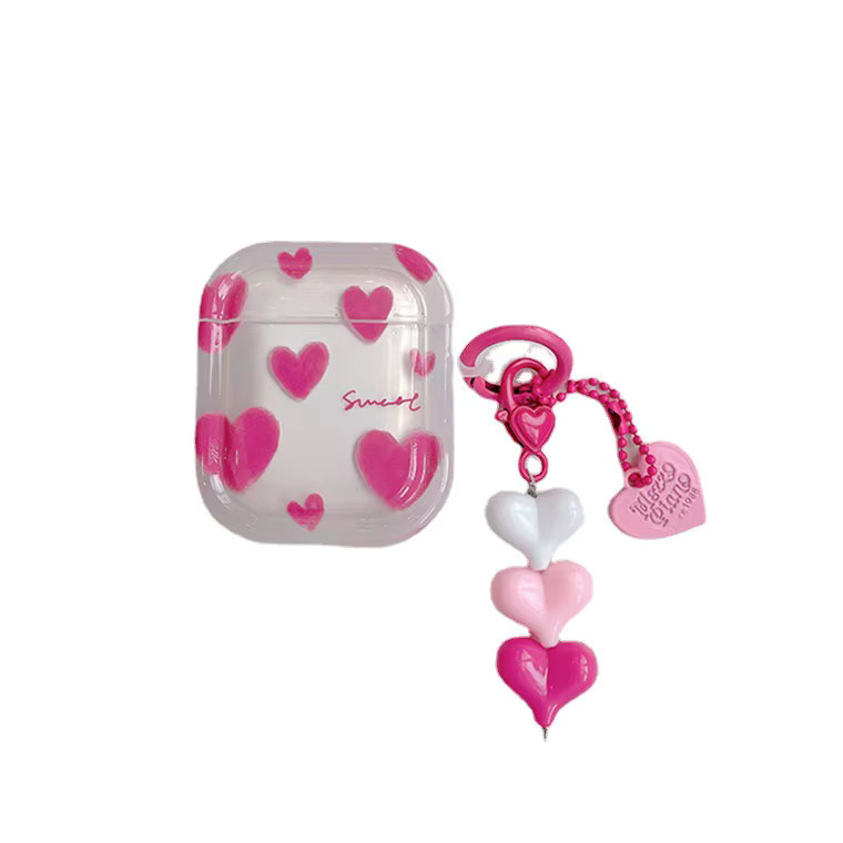 Rosa Herz Anhänger für Apple Airpods, Silikon, Pink, Unisex - Bild 2