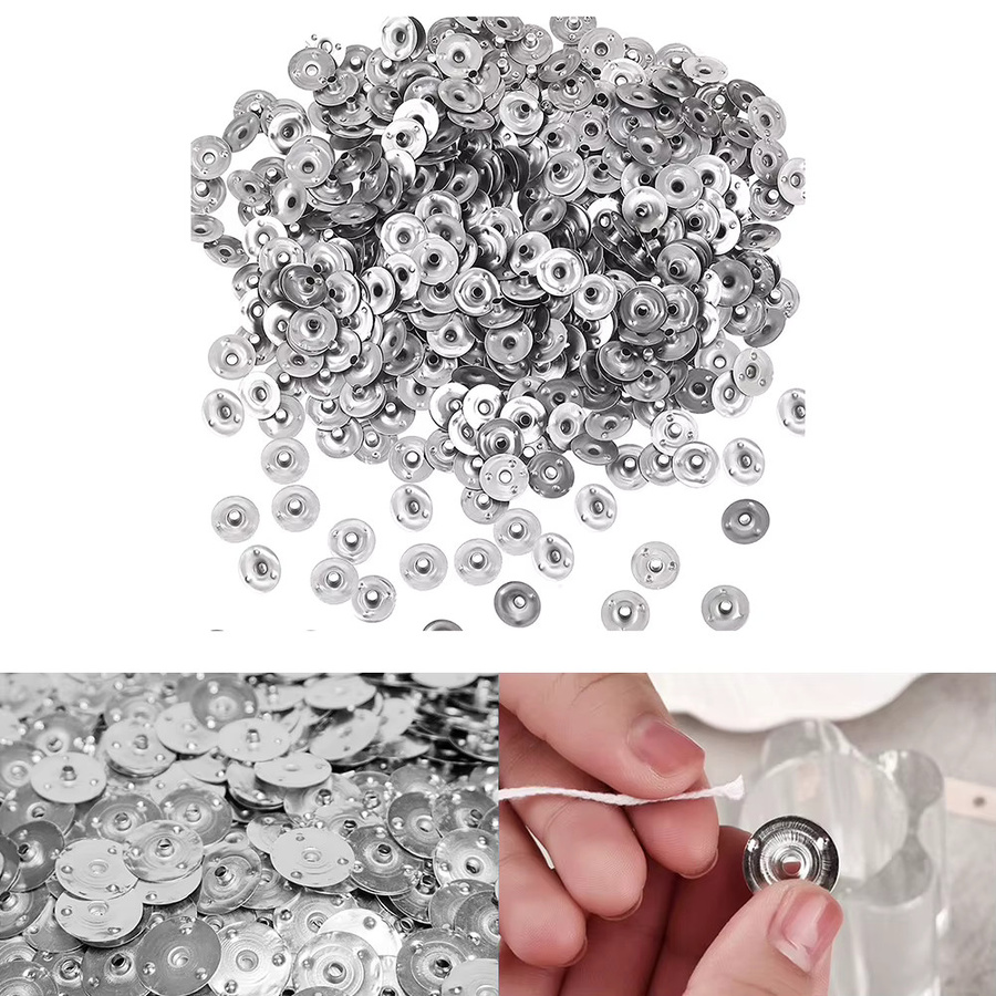 VIBRATITE 500 Stück Runde Kerzen-Dochthalter aus Metall in Silber, Durchmesser: 12,5 mm - Bild 4