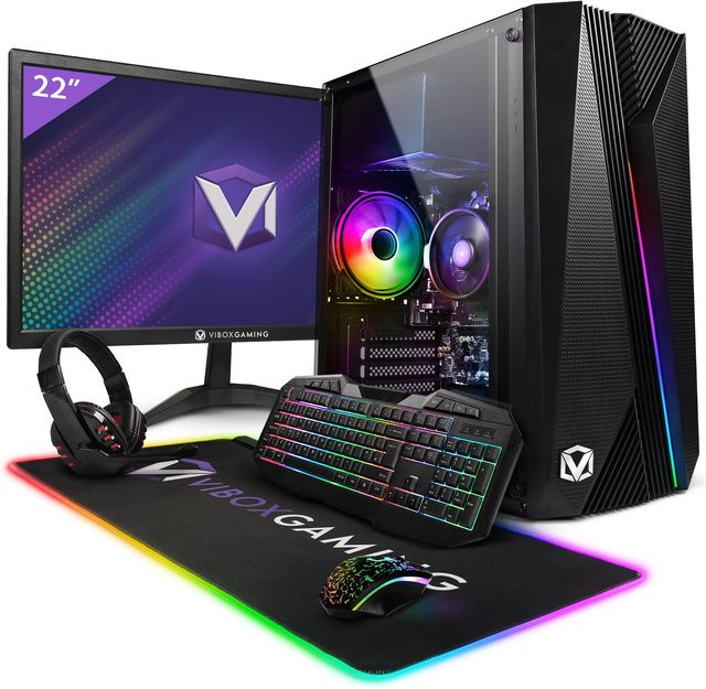 Vibox VI-16 Gaming Desktop PC in Schwarz mit AMD Ryzen 3 3200G, Radeon Vega 8, 8GB RAM, 480GB SSD, Linux und WiFi - Bild 1