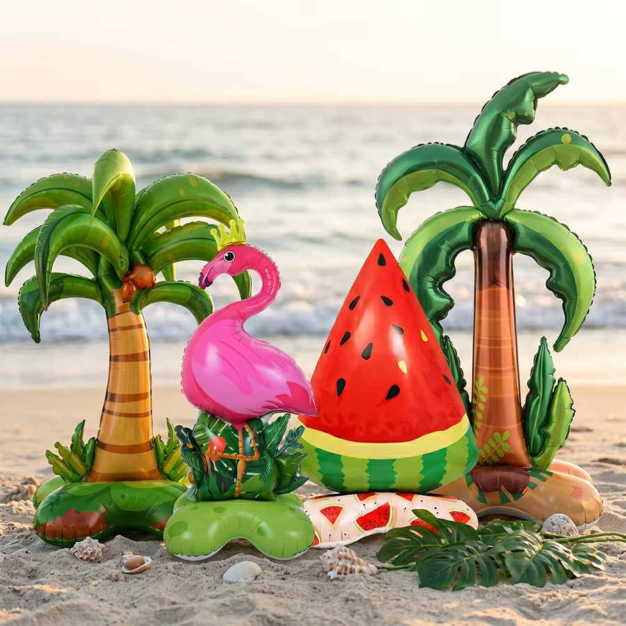 EsenTroye Tropische Folienballons für deine Hawaiianische Luau-Party mit Flamingo, Palme und Wassermelone zur Sommer- und Stranddekoration - Bild 2