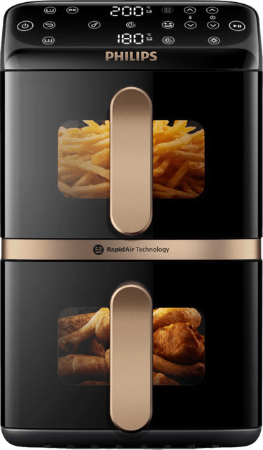 Philips Airfryer Dual Stacked 4000 Series Heißluftfritteuse NA462/70 Schwarz - Bild 1