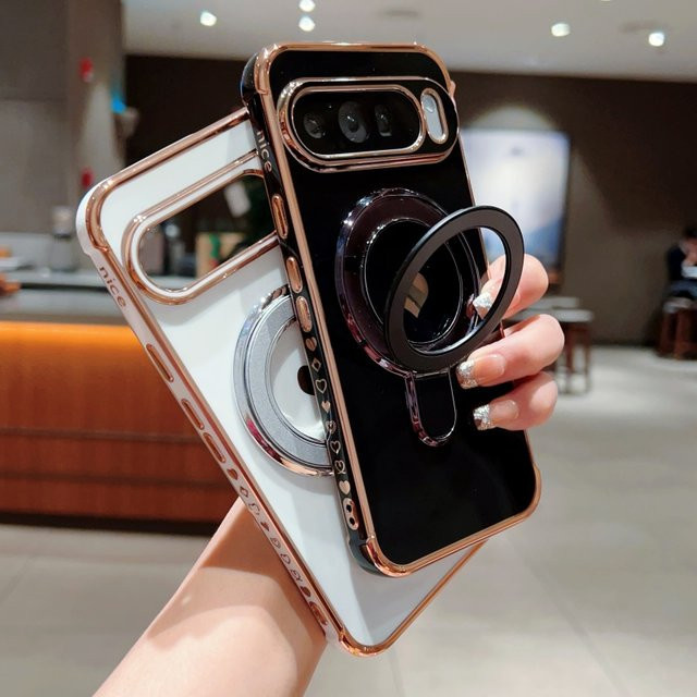 Stoßfeste Herz-Ring-Stand-Hülle für Google Pixel 7A 8A 9A 8 8 Pro 9 9 Pro 9 Pro XL aus TPU und PC - Bild 1