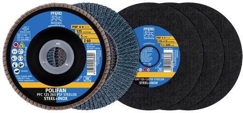 PFERD Fächerschleifscheiben-Set PSF STEELOX EHT 1,0 PFC Z60 für Stahl und Edelstahl, Durchmesser: 125 mm - Bild 2