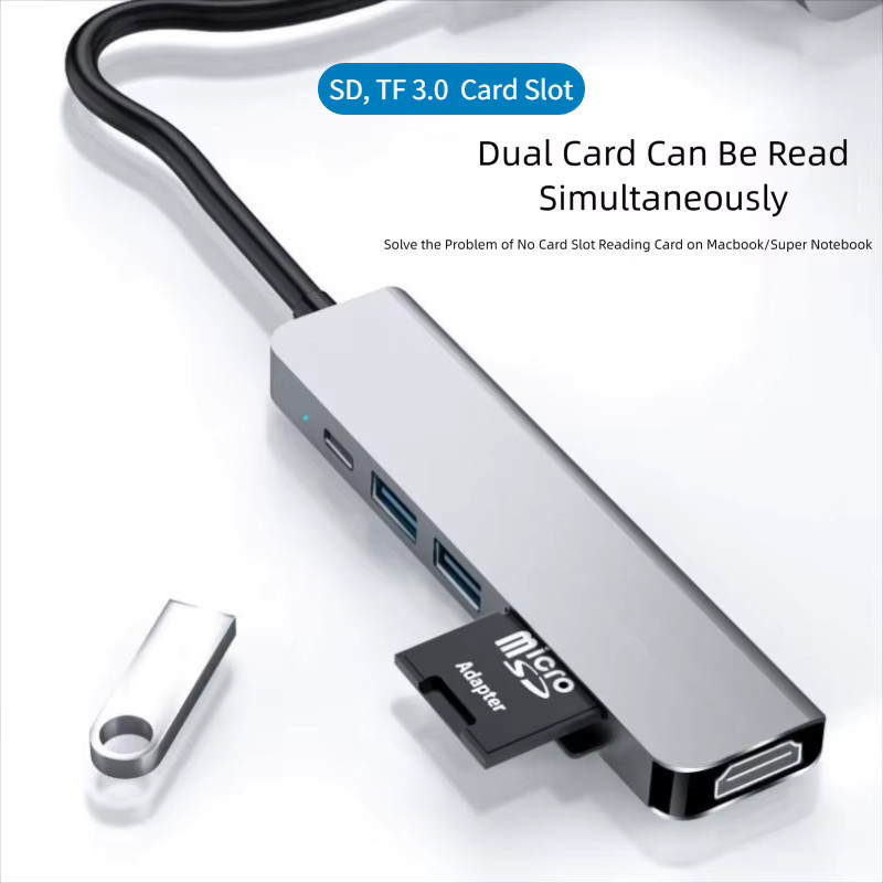 DIXSG USB-C Hub mit HDMI 4K, SD/TF-Kartenslot und PD 87W Schnellladung, USB 3.0 Dockingstation für MacBook und Computer - Bild 4
