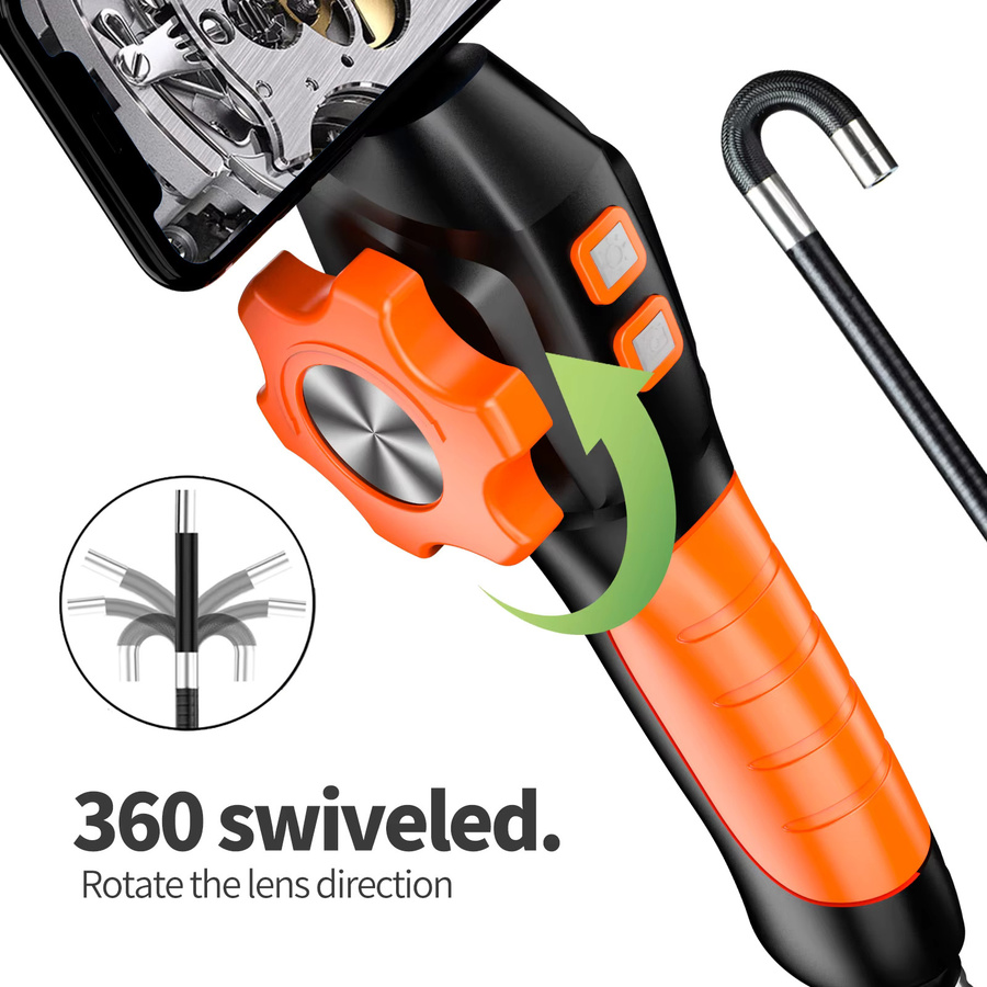 AOERWEI Gelenkiges Endoskop mit Licht, 6,2 mm Zwei-Wege-HD-Schlangenkamera für iOS und Android - Bild 2