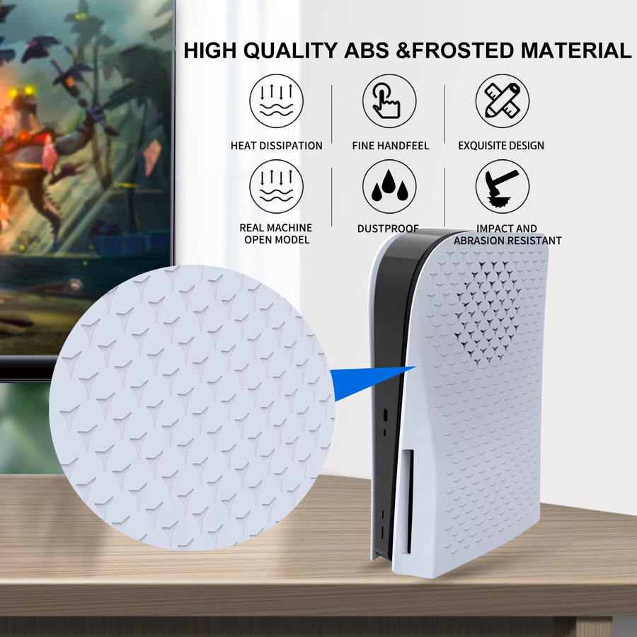 HONCAM PS5 Frontplatte Premium ABS Cover Shell für Disc & Digital Edition, Anti-Staub-Schutzhülle in Weiß - Bild 4