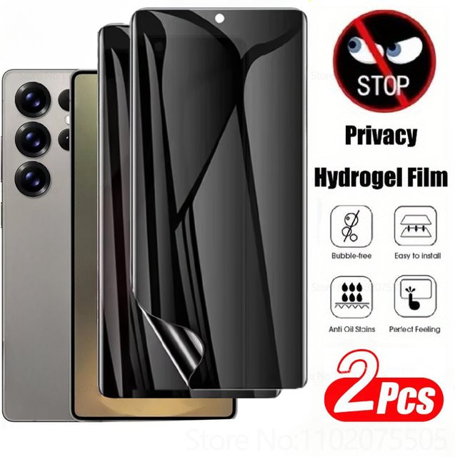 2 Stück Anti-Spy Hydrogel-Displayschutzfolie für Samsung Galaxy S25 S24 S23 Ultra S22 S20 Plus und Note 20 Ultra transparent - Bild 1
