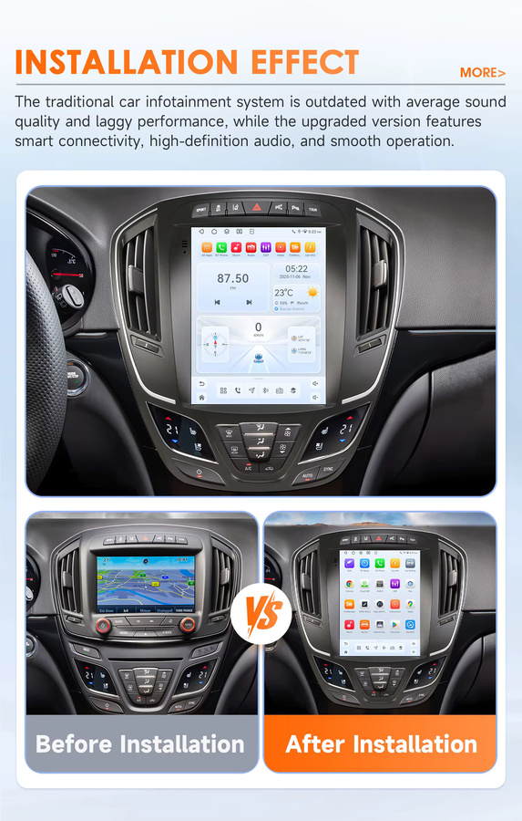 OSSURET Android Autoradio mit 9,7 Zoll Bildschirm für Opel Insignia und Buick Regal 2014-2018, Carplay Multimedia-Player mit GPS und 360-Grad-Kamera, Schwarz - Bild 2