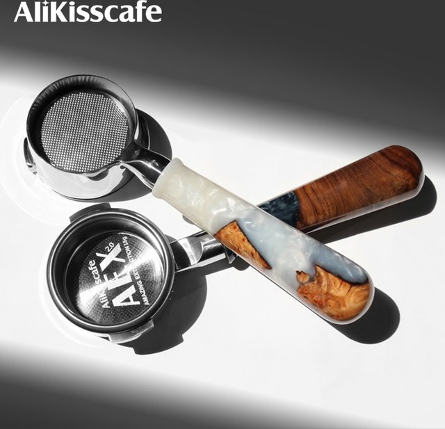 AliKisscafe Bodenloser Siebträger 58mm in Schwarz für Gaggia E61 Nuova Hibrew Breville 9er Serie Espresso Zubehör Barista Werkzeug - Bild 1