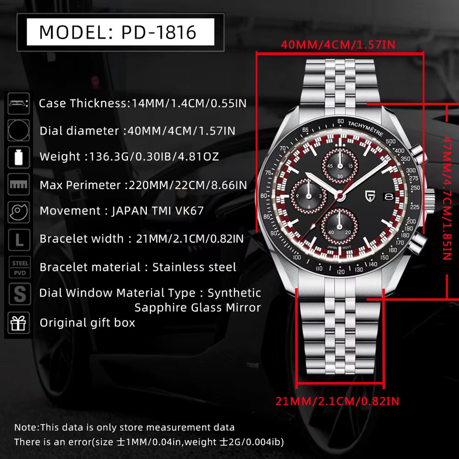 Pagani Design Chronograph, Quarz, Edelstahl, Silber, Herren - Bild 6