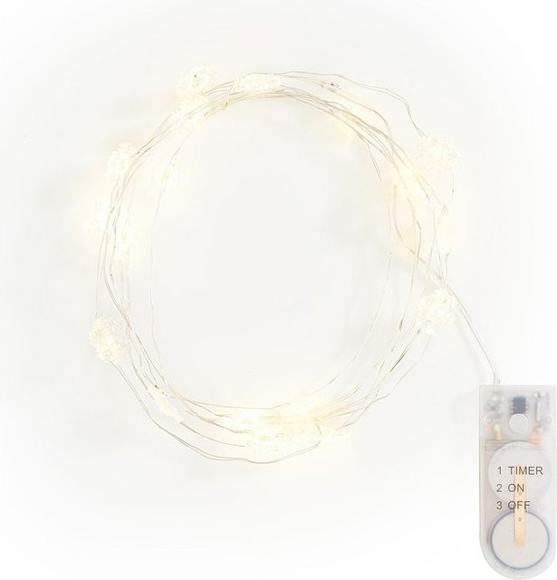 VBS Micro-LED-Lichterkette Schneeflocke in Weiß und Transparent mit Timer und Batteriebetrieb - Bild 1