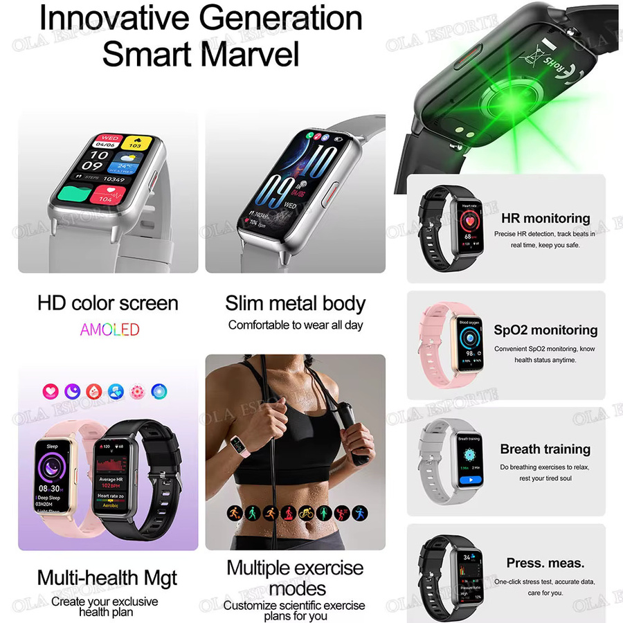 Ola Esporte Smartwatch, Gold, Silikon, NFC, Bluetooth, IP68 wasserdicht - Bild 2