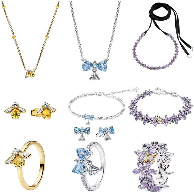 Potdemiel Schmuck-Set 925 Silber, Diamant, Zirkonia, Bienen-Schleifen - Bild 1