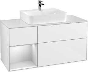 V&B Waschtischunterschrank Finion mit Wandbeleuchtung, Farbe Weiß lackiert, Breite: 120 cm, Tiefe: 50,1 cm, Höhe: 50,1 cm - Bild 1