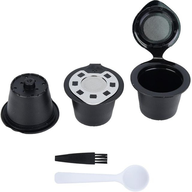 CosyHome Set aus 5 wiederverwendbaren Kaffeekapseln aus Kunststoff und Edelstahl in Silver - Bild 1