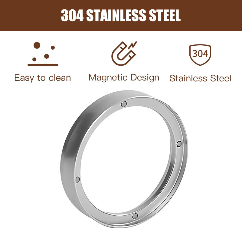 Magnetischer Espresso Pulver Trichter für Delonghi und Breville Siebträger, Farbe Silber, Durchmesser: 58 mm - Bild 3